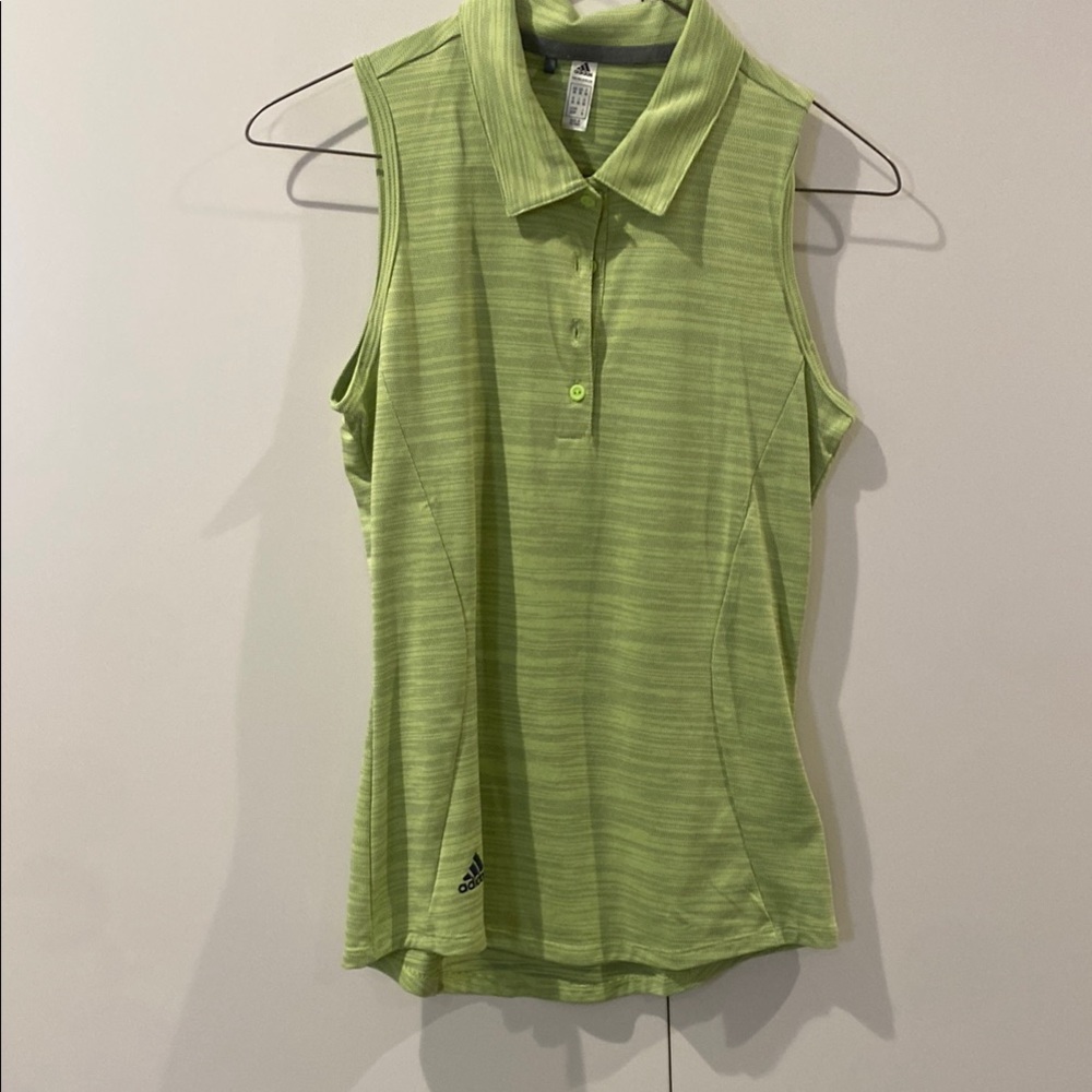 Adidas Green Fitted Polo Tank Top